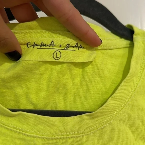 NWOT EMMA & SAM NEON YELLOW CROP TOP SIZE LARGE - Picture 2 of 3